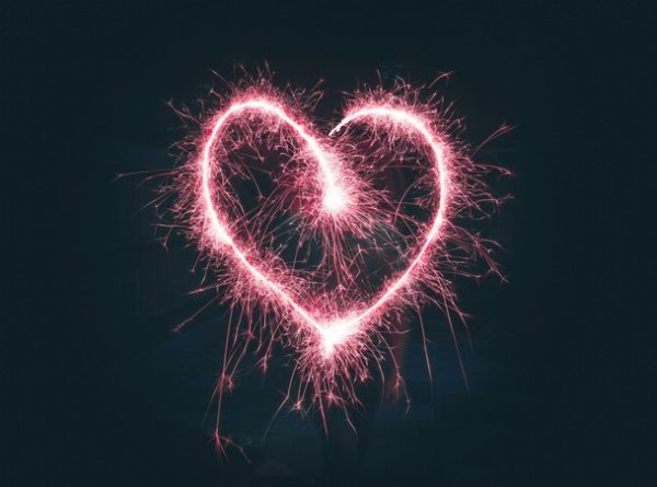 a heart made of of fireworks